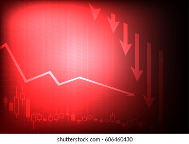 Vector : Decreasing business graph on red background