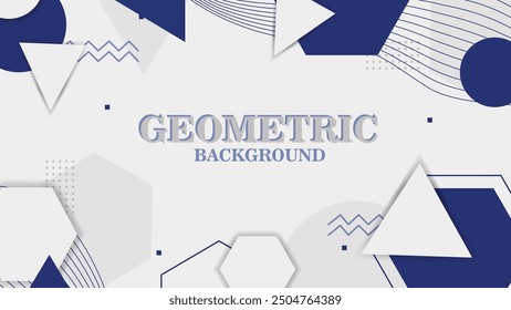 Vector deep blue Geometric Background with line and shape (round circle, triangle, hexagon)