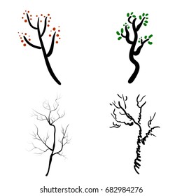 Vector deer antlers isolated on white. Set of different branched