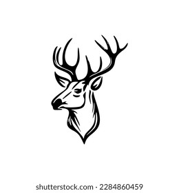 ﻿Logo of a vector deer in black and white, uncomplicated design.