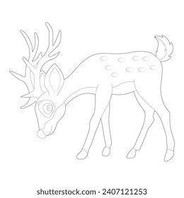Vector Deer coloring book page