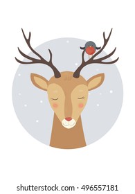 Vector deer drawing on the grey background