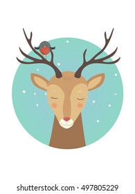 Vector deer drawing on the grey background