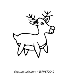 Vector deer. Drawing one line. Vector illustration of continuous line drawing. Deer. Deer silhouette. Freehand drawing. Inflatable deer.