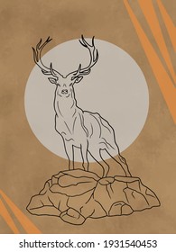 Vector deer drawing for t-shirt prints and other uses.