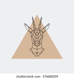 Vector deer female geometric portrait. Abstarct illustration. 