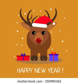 Vector Deer. Happy New Year