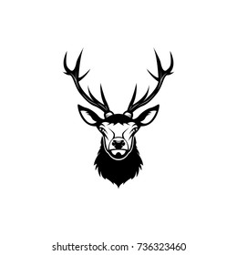 Vector deer head, face  for retro hipster logos, emblems, badges, labels template and t-shirt vintage design element. Isolated on white background