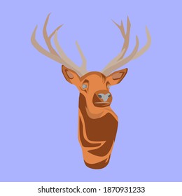vector of deer head with flat and modern design color, portrait illustration of beautiful wildlife animal 