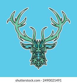 vector deer head illustration desing