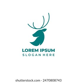 Vector deer head logo, lineart style,  color