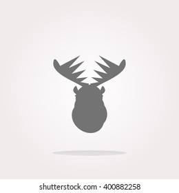 vector Deer head on web icon button isolated on white