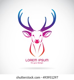 Vector of  deer head on white background. Animal design. Deer Logo