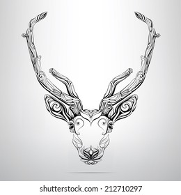 Vector deer head in the ornament