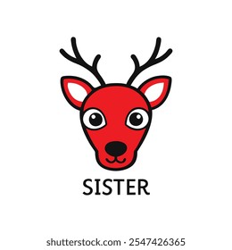 Vector of a deer head with typography text for sister