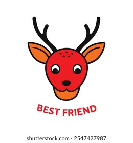 Vector of a deer head with typography text for best friend