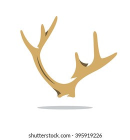 Vector Deer Horns Cartoon Illustration. Ornate outgrowth deer head isolated on white background