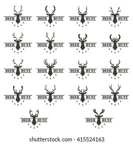 Vector Deer Hunt collection. Hunting club emblem in vintage style.