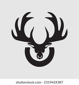 Vector deer hunter logo type, template.