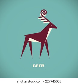 Vector deer icon. Flat sign for logo design template. Original decorative illustration for print, web