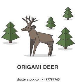 Vector deer illustration in origami style.