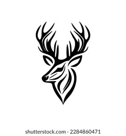 ﻿Monochrome vector deer logo with a minimalistic design.