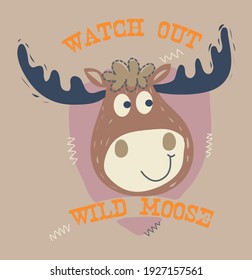 Vector deer or moose print design for baby