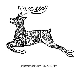 Vector of deer or reindeer in zentangle style  