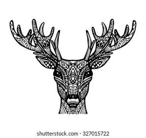 Vector of deer or reindeer in zentangle style  