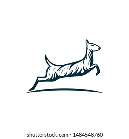 vector deer runing jump logo template 