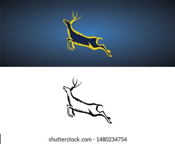 vector of deer running, jumping