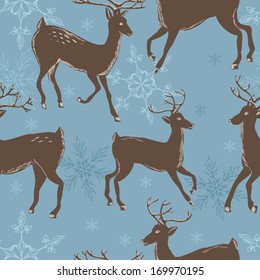 vector  deer  seamless pattern