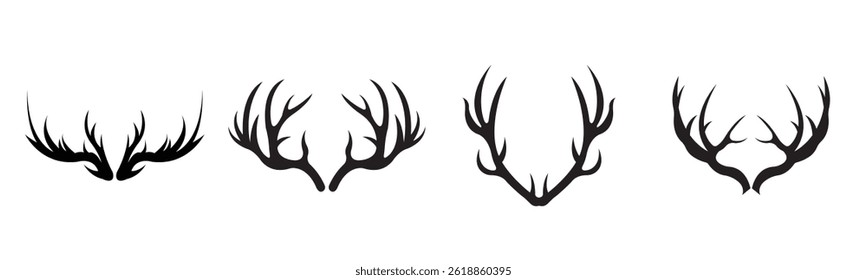 Vector deer silhouette collection on white background