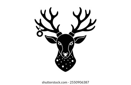 vector deer silhouette forest animal illustration on white background