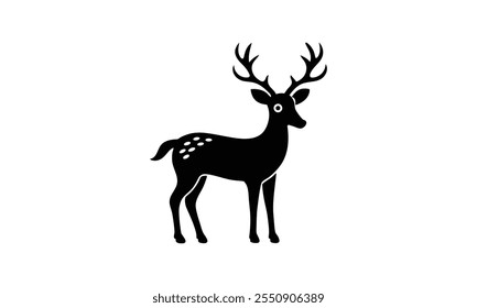 vector deer silhouette forest animal illustration on white background