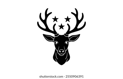 vector deer silhouette forest animal illustration on white background