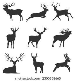 vector deer silhouette hunting silhouettes pack