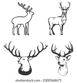 vector deer silhouette hunting silhouettes pack