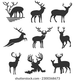 vector deer silhouette hunting silhouettes pack