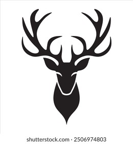 Vector deer silhouette illustration white background 