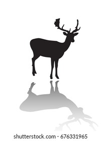 vector deer silhouette with shadow, use for logo or another purpose.