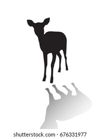 vector deer silhouette with shadow, use for logo or another purpose.