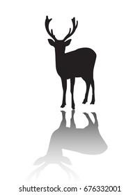 vector deer silhouette with shadow, use for logo or another purpose.