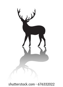 vector deer silhouette with shadow, use for logo or another purpose.