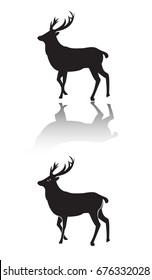 vector deer silhouette with shadow, use for logo or another purpose.
