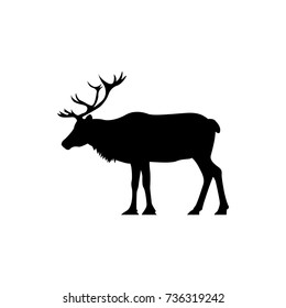 Vector deer silhouette view side for retro logos, emblems, badges, labels template vintage design element. Isolated on white background