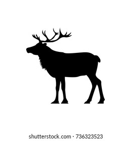 Vector deer silhouette view side for retro logos, emblems, badges, labels template vintage design element. Isolated on white background