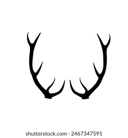 vector deer skull with horns, Deer antlers silhouette	