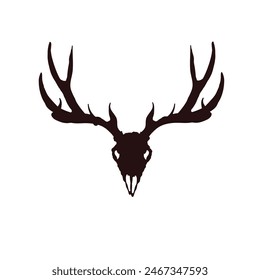 vector deer skull with horns, Deer antlers silhouette	