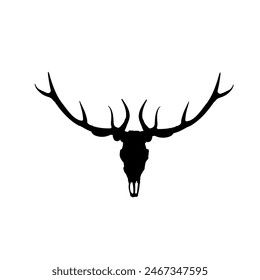 vector deer skull with horns, Deer antlers silhouette	